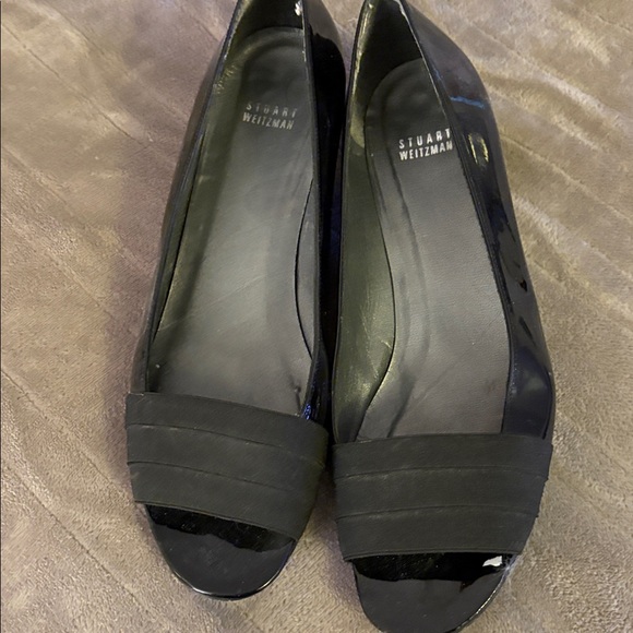 Stuart Weitzman Black Patent Peep Toe Shoes - Picture 1 of 4